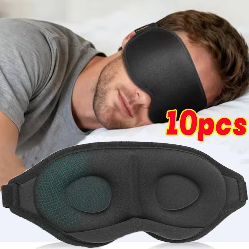 Image of 1/3/10 Stück 3D-Schlafmaske mit vollständiger Verdunkelung für Entspannung und druckfreie, weiche, atmungsaktive Nickerchenmaske zur Linderung von Augenermüdung