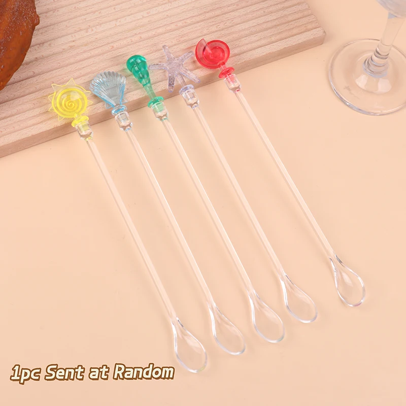 1Pc Acrylic Cartoon Marine Life Cocktail Drink Mixer Ladle Stirring Wine Sticks Bar Tool Accessories Swizzle Stick Random Style