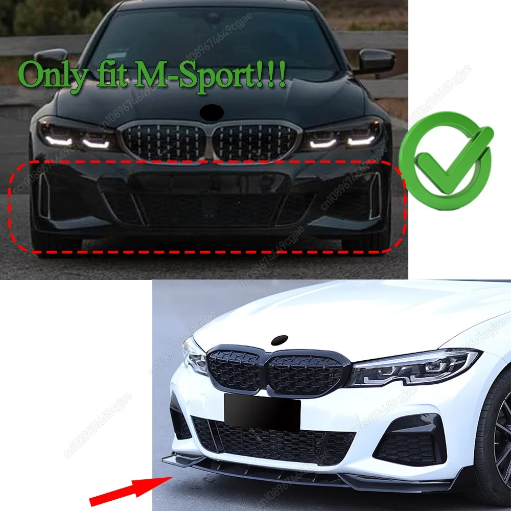 For BMW 3 Series G20 G21 2019-2022 M Pack Body Kits Car Front Bumper Lip Chin Spoiler Splitter Diffuser Cover Canards ABS Tuning