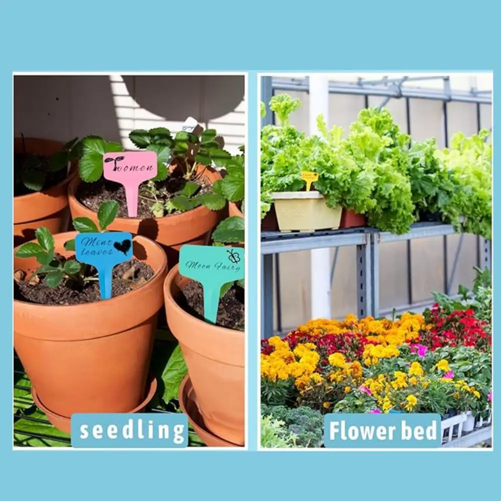 Garden Plant Markers Reusable Plant Tags 100pcs T-type Plant Tags Garden Labels Plastic Markers Waterproof Reusable