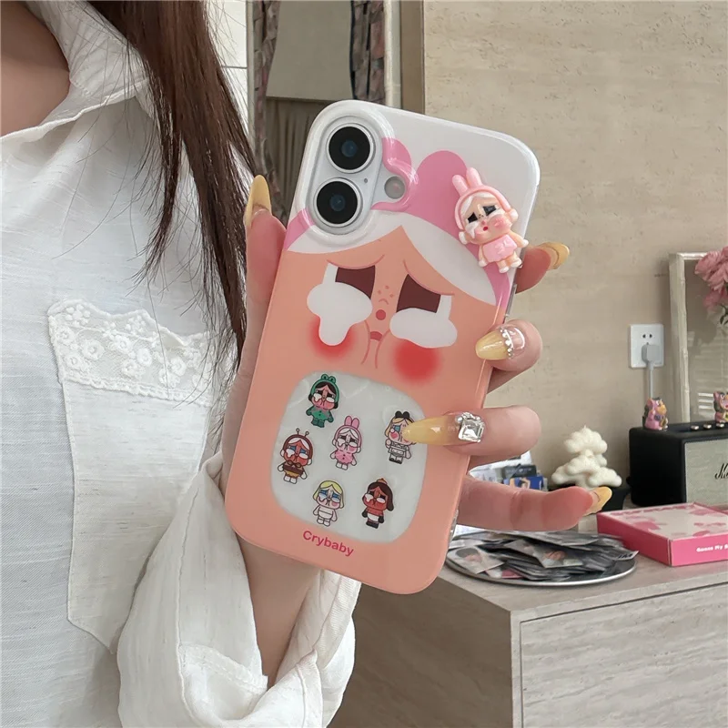 

Funny Cute Cartoon Girl Phone Case For iPhone 16 Pro 14 15 Pro Max Cover with Cute 3D Toy Protective Cases For Women