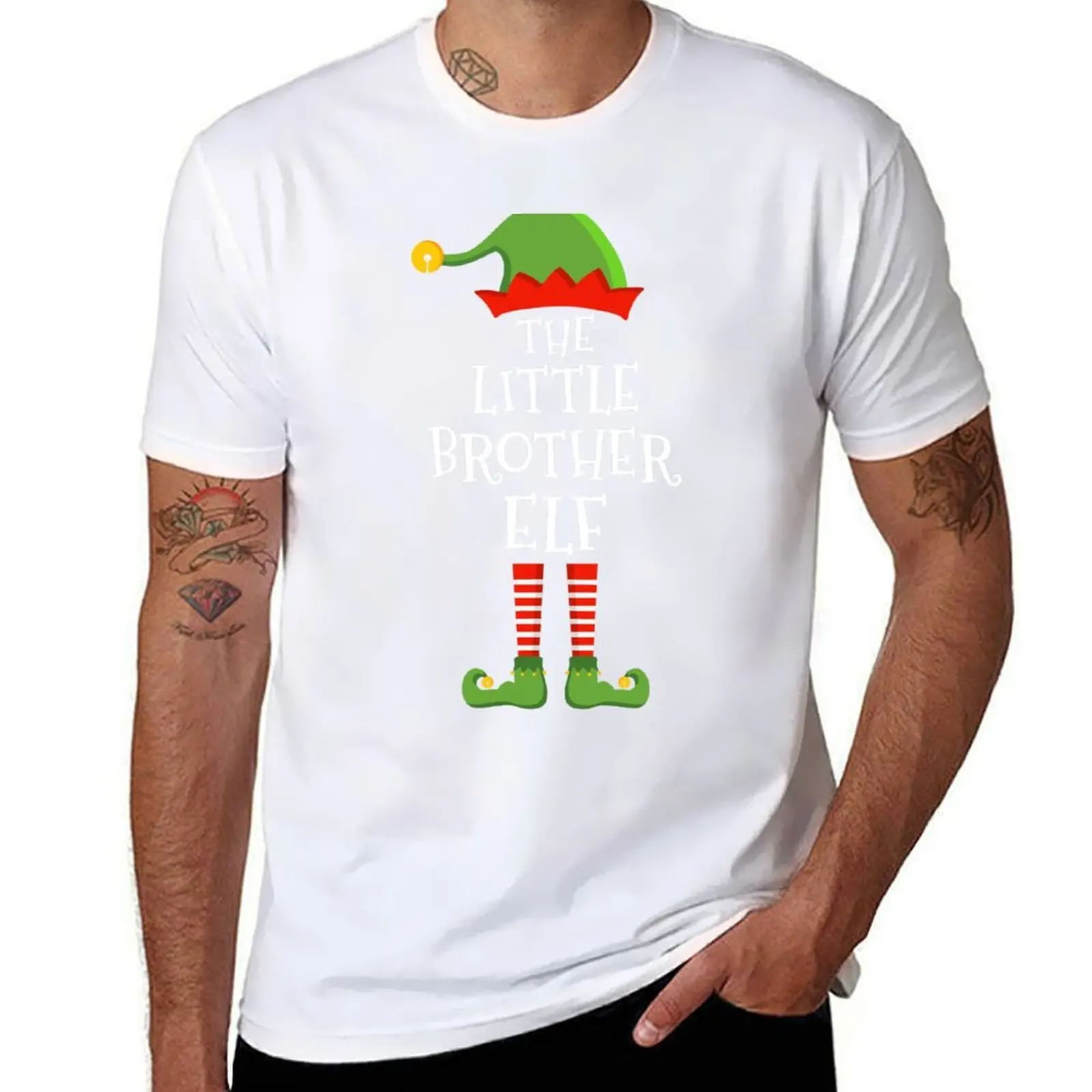 

Little brother elf funny christmas matching family pajama T-Shirt man t shirts cotton men t shirt cotton 100% T-Shirt
