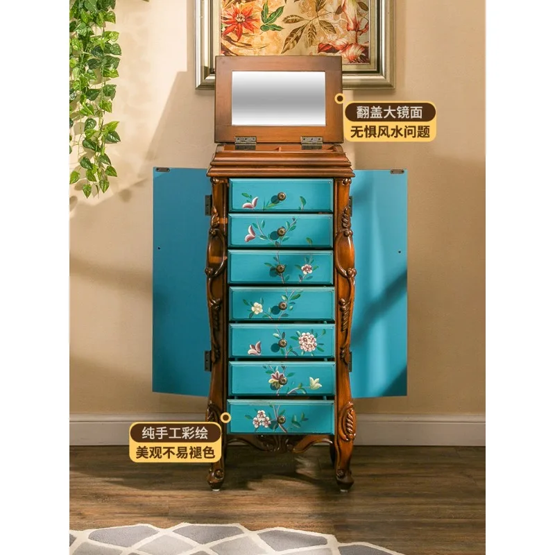 Jewelry storage cabinet floor-to-ceiling, seven-chest cabinet, with mirror decorative  bedroom cosmetic