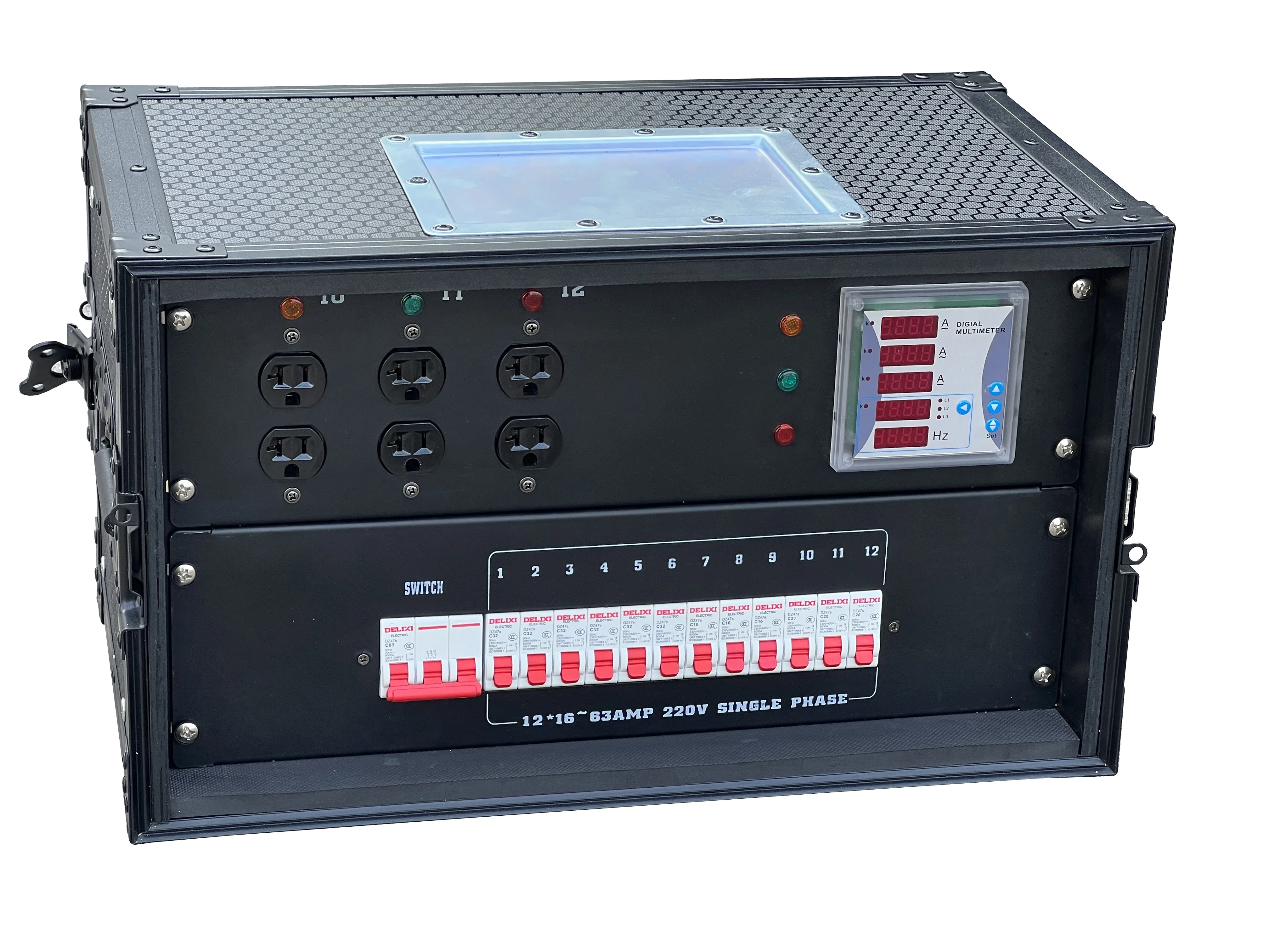 6U 5PIN 63A CEE Power Rack Edison Power Distribution Box with Each Output Has Breaker Power Distributor