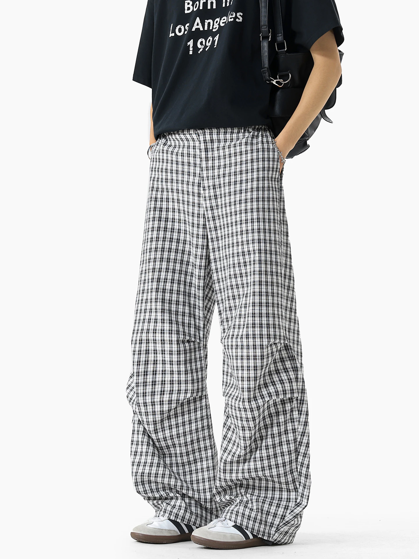 

Boyue Casual Trousers Plaid Drapey Floor-Length Men's Women's plus Size Comfortable Breathable Faionable Teenagers Universal