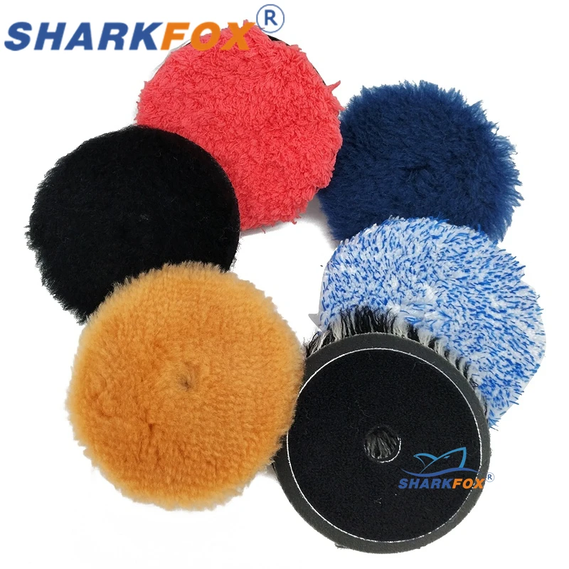 

Sharkfox 3 Inches 80mm Car Polishing Pad Wool Buffing Pads Waxing Polishing Disc Self-Adhesive Car Body Scratch Removal Tool