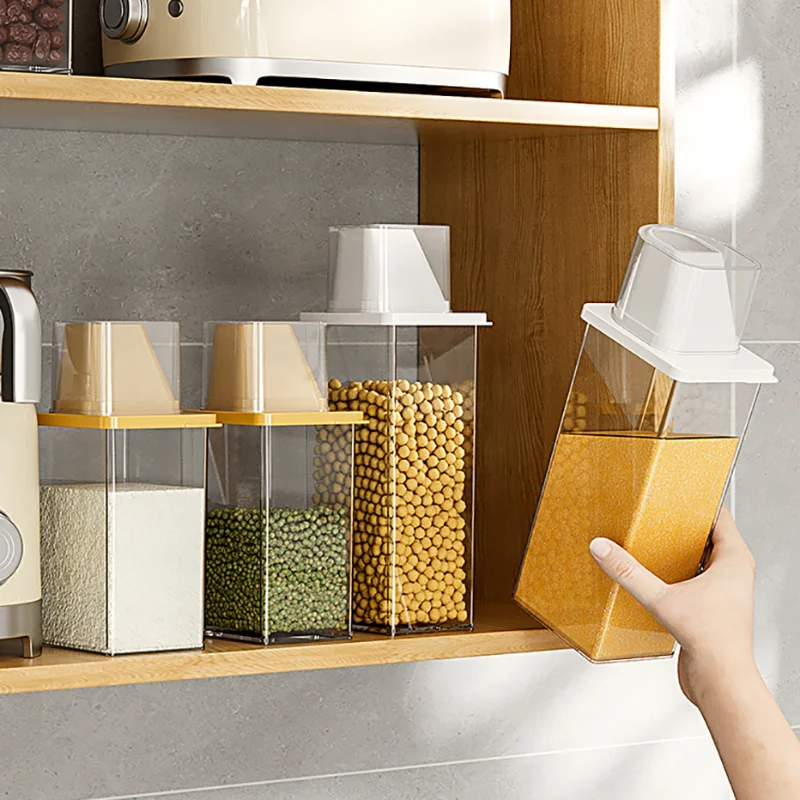 Airtight Cereal Container   Oatmeal Dispenser Jar with Pour Spout   Measuring Cup   Kitchen Food Sugar Grain Nut Storage Box Org