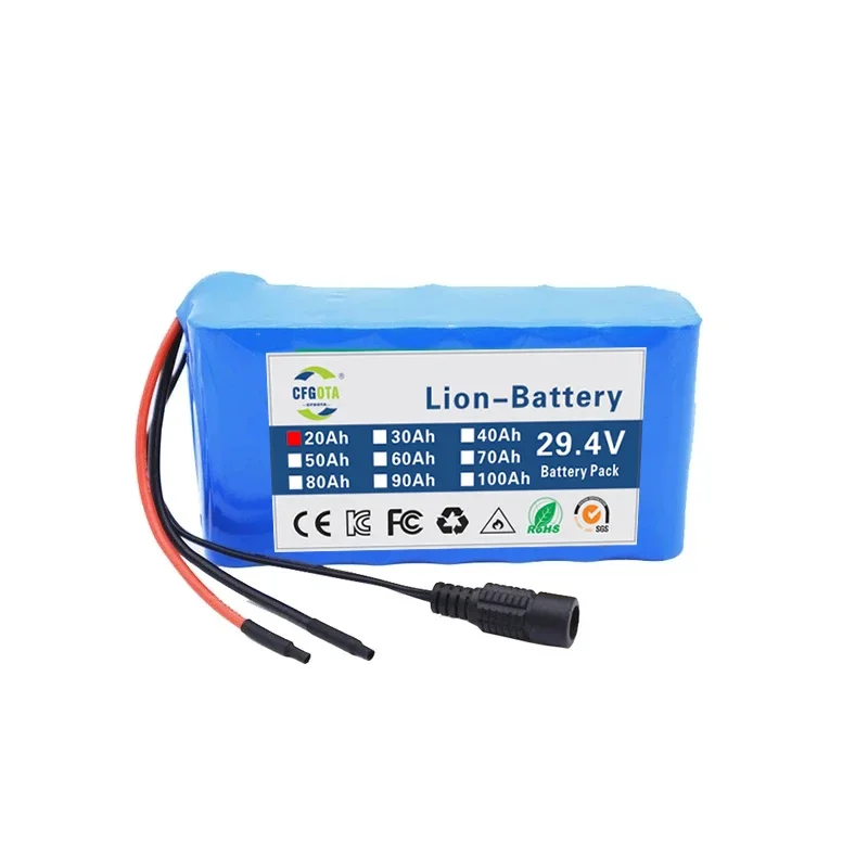 24V 7s2p 20Ah 18650 lithium-ion battery pack 29.4v 20000mah battery+charger