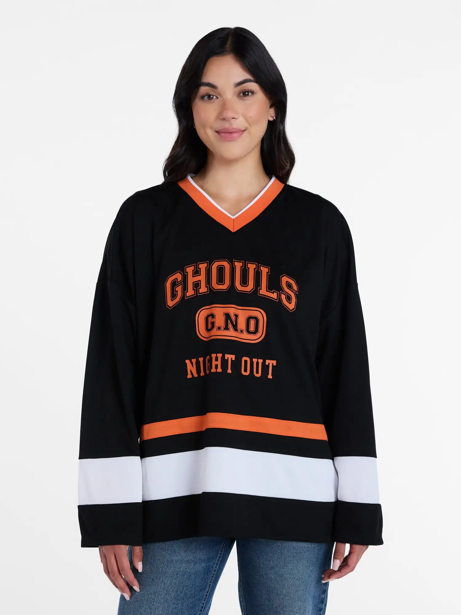 Halloween Ghouls Night Out T-shirts 2026 New Women’s Girls Night Out V Neck Hockey Jersey By Way To Celebrate Sizes S-4XL