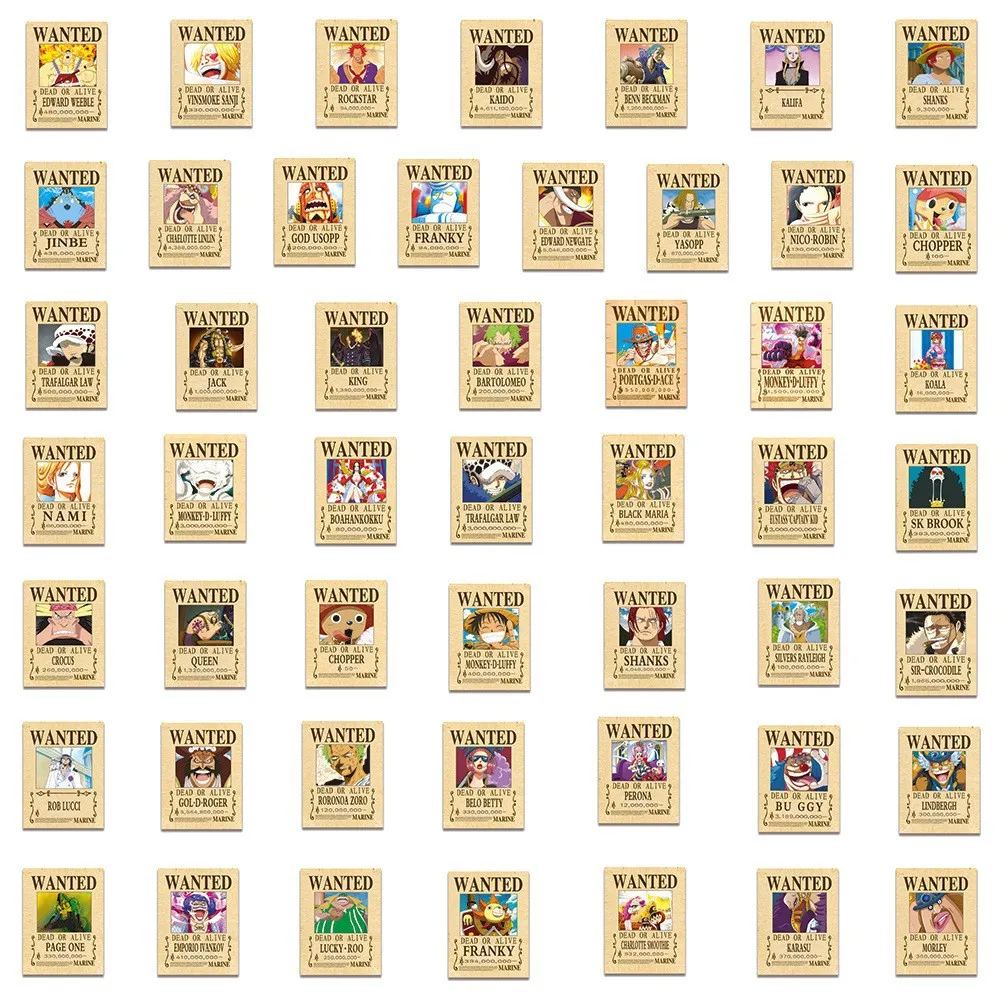 

10/30/50PCS ONE PIECE Piratesreward Cartoon Anime Sticker DIY Phone Laptop Luggage Skateboard Graffiti Decals Fun for Kid