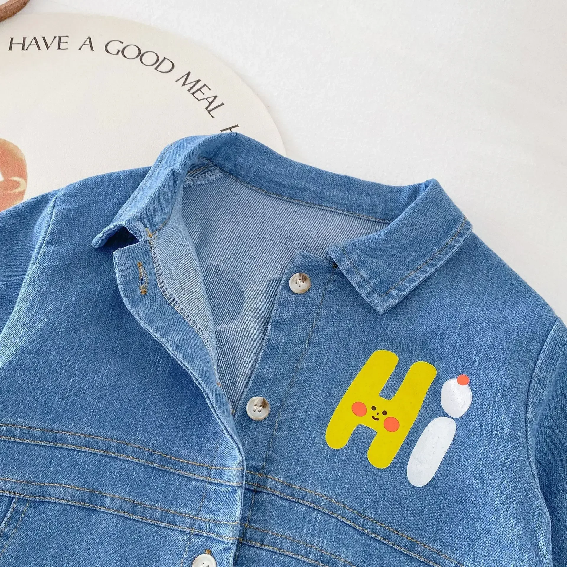 Baby bodysuit cartoon 0-2 years old autumn boys and girls soft denim coat baby spring 2024