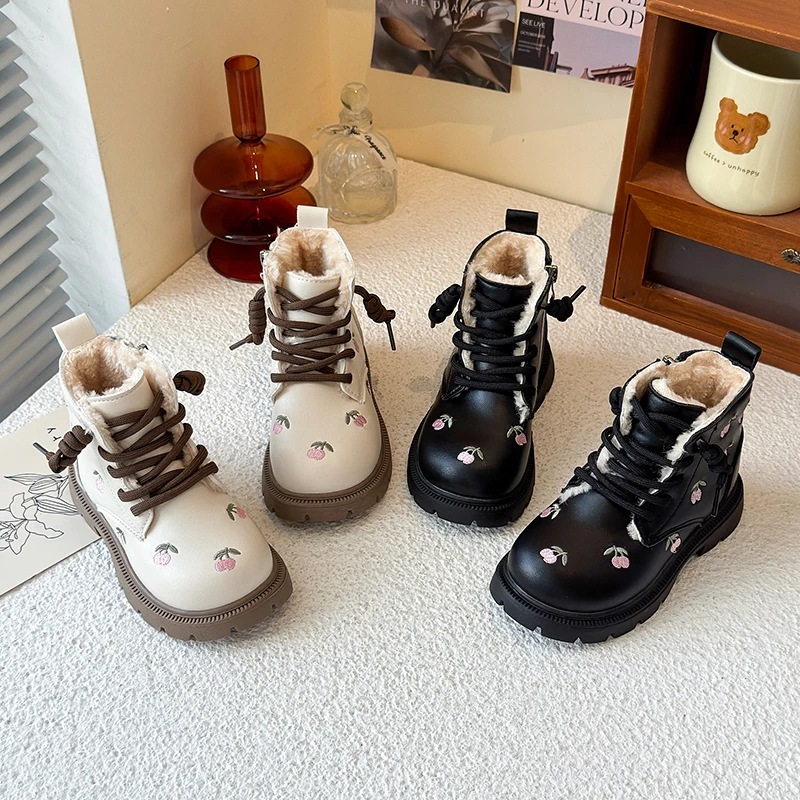 

Детские зимние сапоги для девочек, новые милые ботильоны принцессы с вышивкой для малышей на свадьбу, вечеринку, детские модные плюшевые сапоги