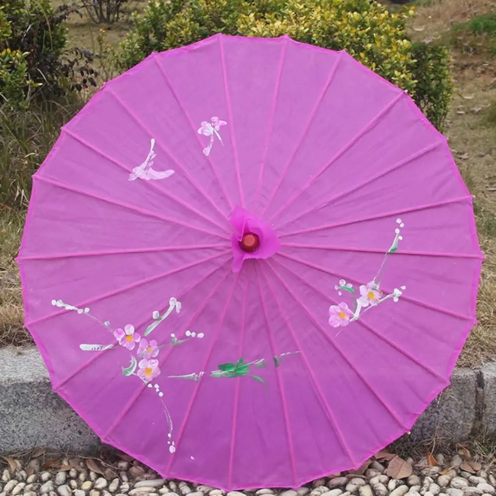 Folding Umbrellas 1pcs Chinese Art Umbrella Frame Silk Parasol For Wedding Birthday Party Bride Bridemaid Hand-painted Flower