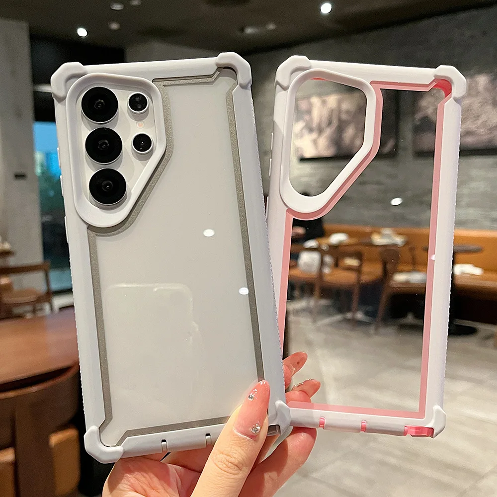 

Dustproof Four Corner Anti-Fall Rugged Case For Samsung S25 S24 S23 FE S22 Ultra S21 Plus A17 A16 A56 A36 A55 Clear Funda Cover