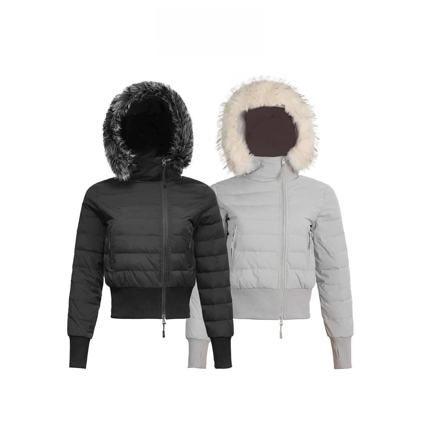 

Женская модная укороченная пуховая куртка Free Center в американском ретро-стиле с капюшоном, меховой подкладкой и эффектом утяжки талии