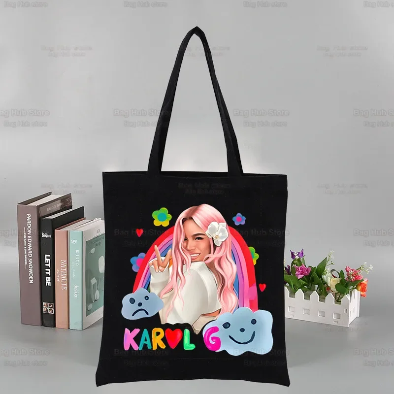 Karol G Merch Canvas Shoulder Bag, Shopper Bag, Bolsa de mercearia, Bolsas casuais, juntas serão agradáveis sacos de compras, Manana Sera Bonito