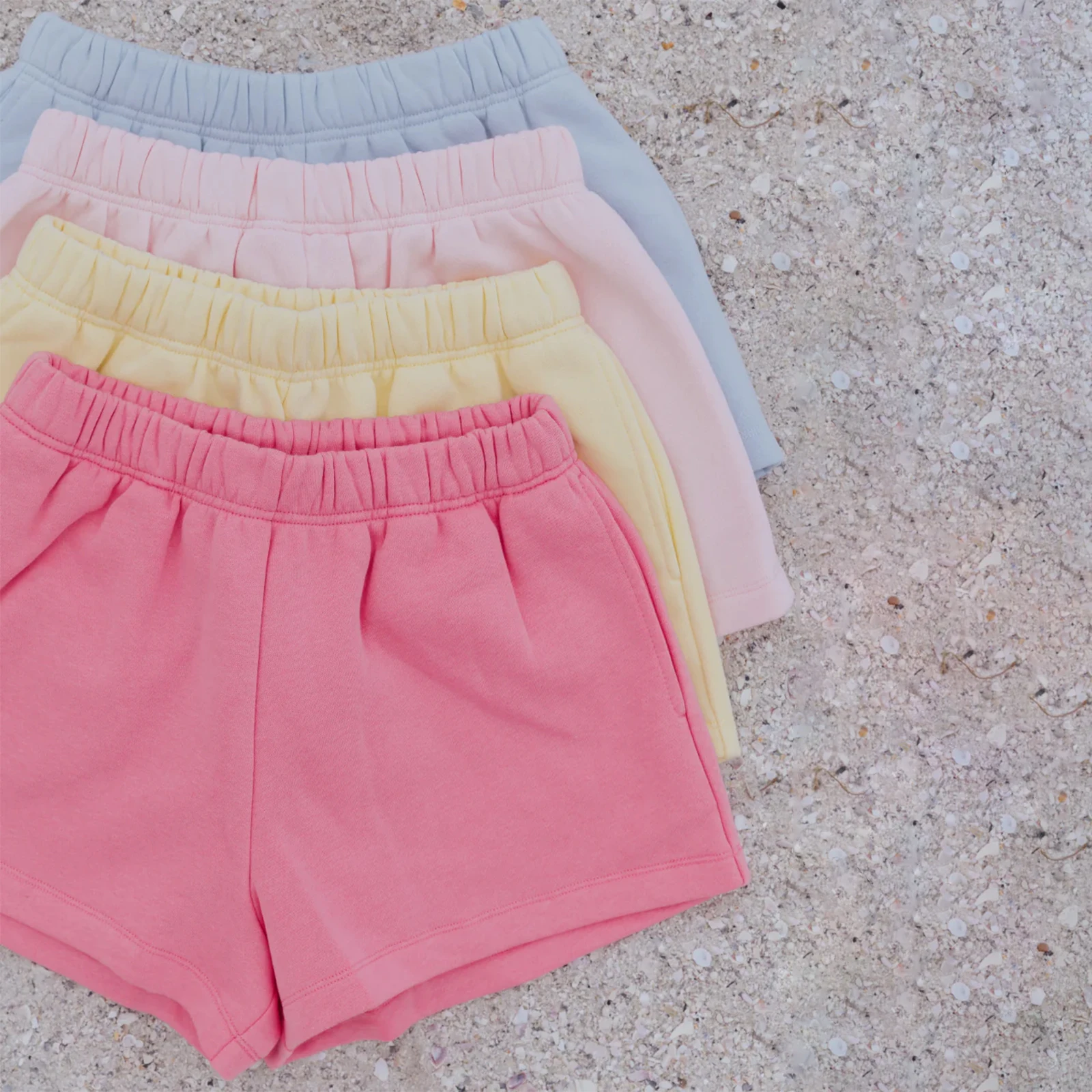 Pantaloncini da donna solidi a vita bassa Pantaloncini sportivi in vita elastica Pantaloncini da salotto estivi casual da corsa larghi