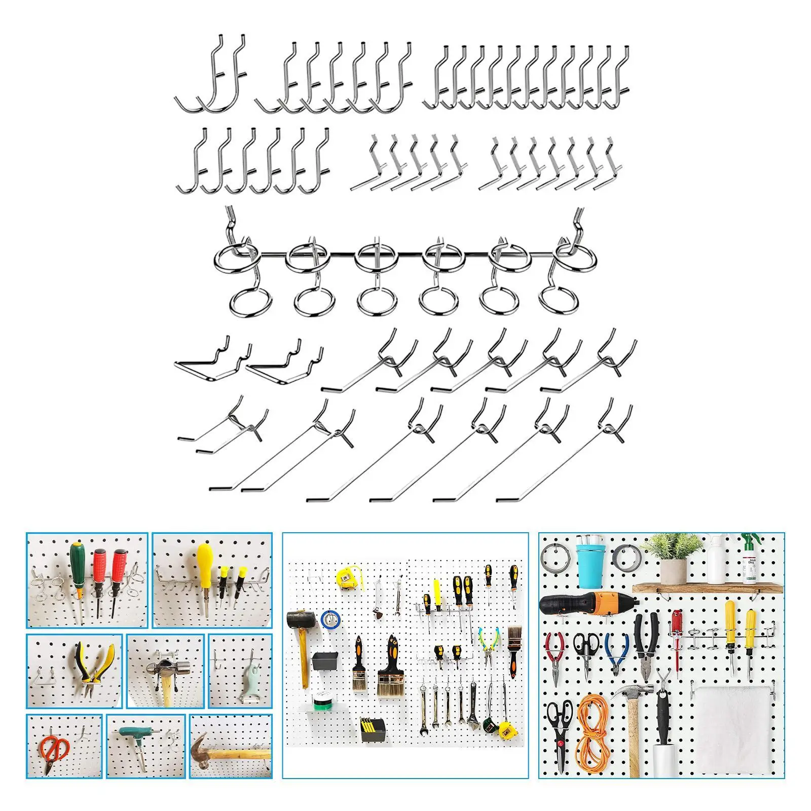 50Pcs Pegboard Hooks Assortment Pegboard Wall Organizer Accessories for Home