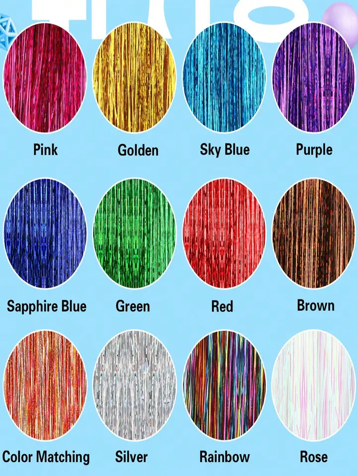 Kit de 12 Piezas de Hilos Sintéticos para Cabello Resistentes al Calor con Destellos de 36/48 Pulgadas en 12 Colores 5