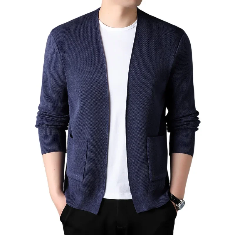 

Men's Knitted Sweater Cardigan Long Sleeved Solid Color Buttonless Simple Casual Comfortable and Versatile Daily