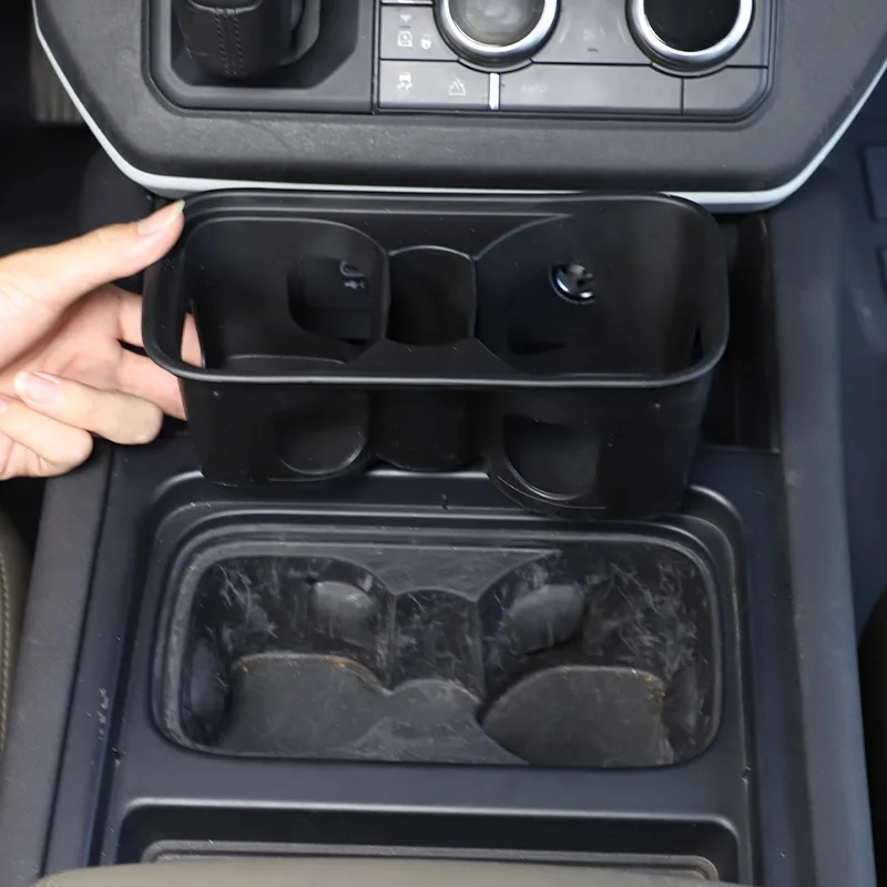TPE Black For Land Rover Defender 90 110 130 2020-2025 Car Center Console Water Cup Holder Storage Box Car Interior Accessories