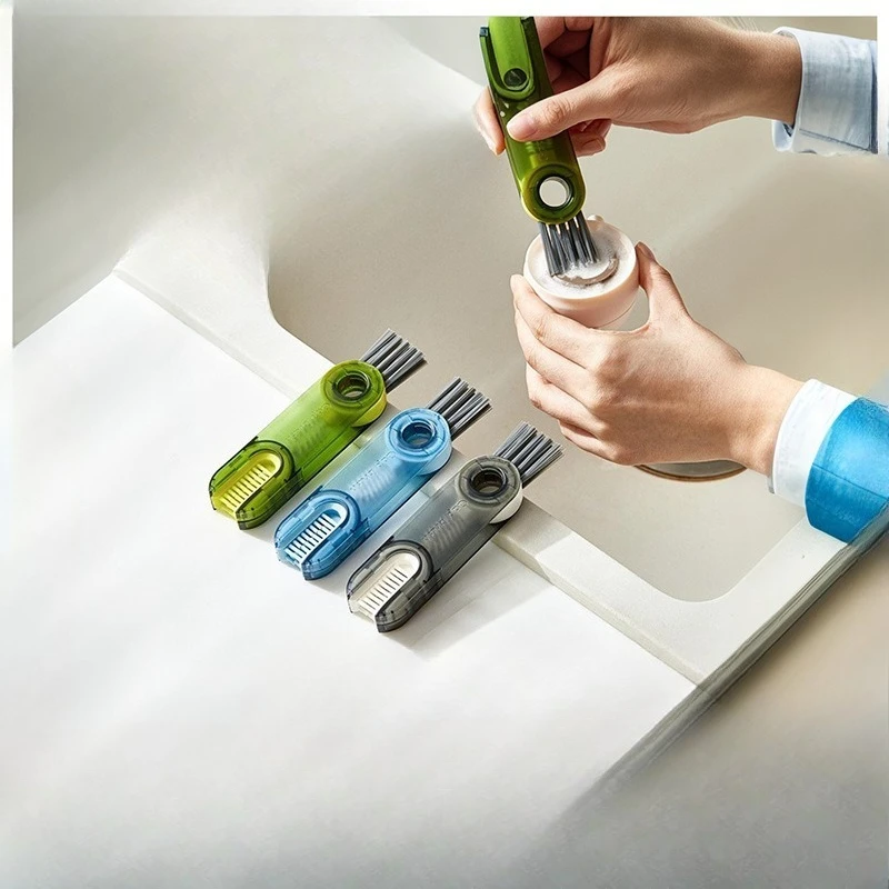 1PC Three in One Cup Brush, Multifunctional Cup Mouth Cleaning, Insulated Cup Lid Brush, Bottle Lid Gap Groove Cleaning Brush