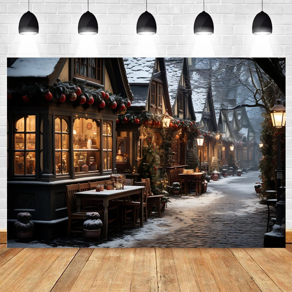 Winter Castle Photography Backdrop Christmas Candy Gingerbread House Forest Snow Background Baby Family Party Decor Supplies