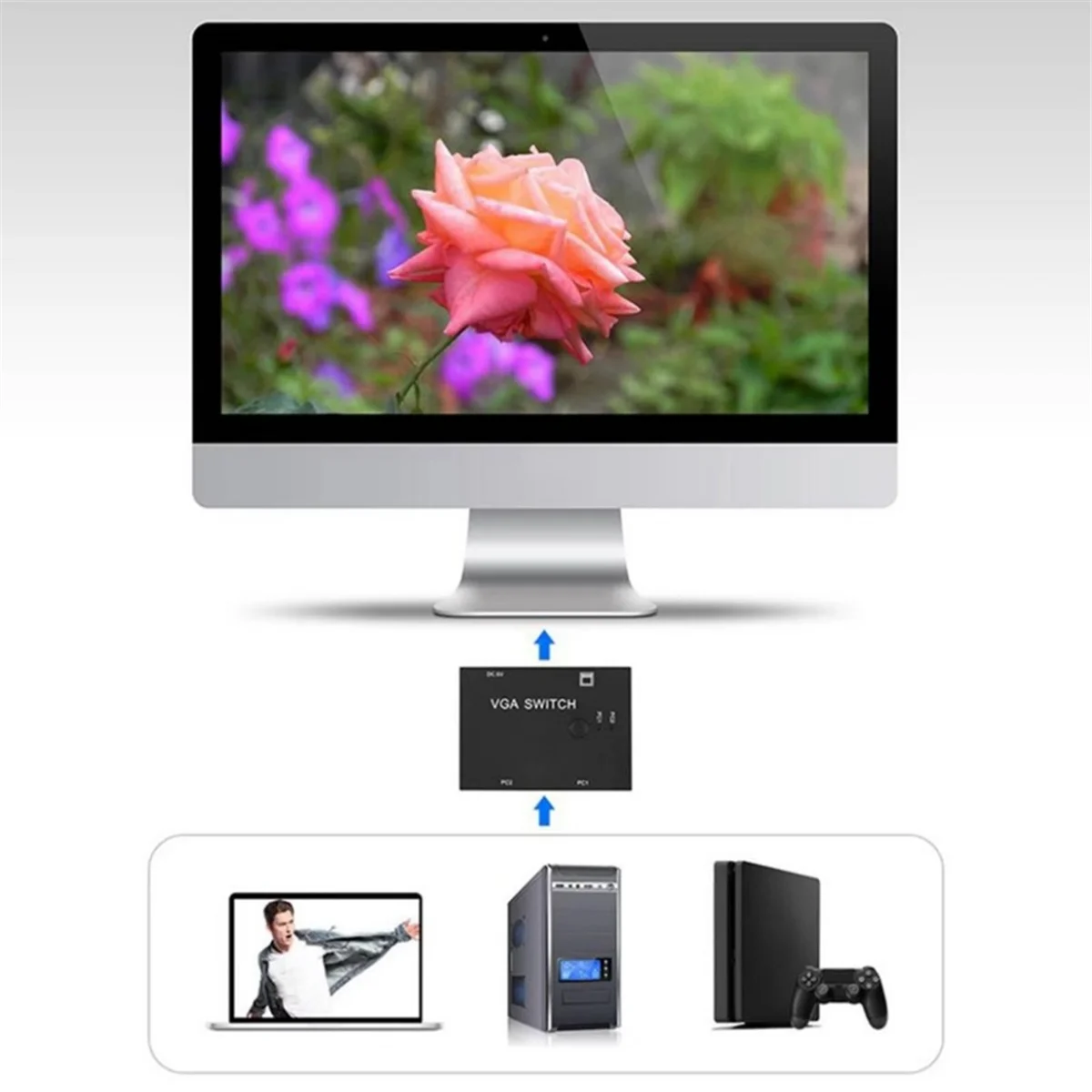 [stock] 2 in 1 Out VGA Switch Video Converter 2 Port VGA Switcher VGA Cable KVM Switches for PC Monitor Projector Display Laptop