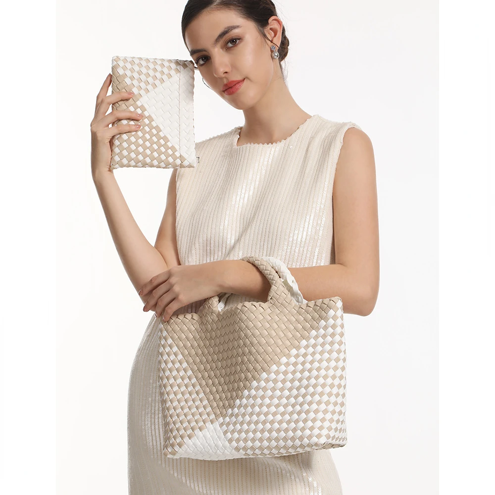ZR DIARY Tote Woven Bags Women Single Shoulder Bag Large Capacity Color Splicing Handheld Bag for Female BZ333