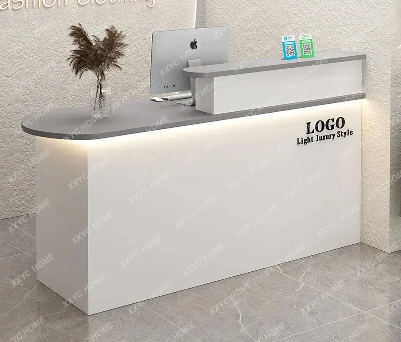 Y Korean Stylish Reception Desk Corner Light Bar Office Checkout Reception Desk Beauty Salon Service Empfangtheke Trendy