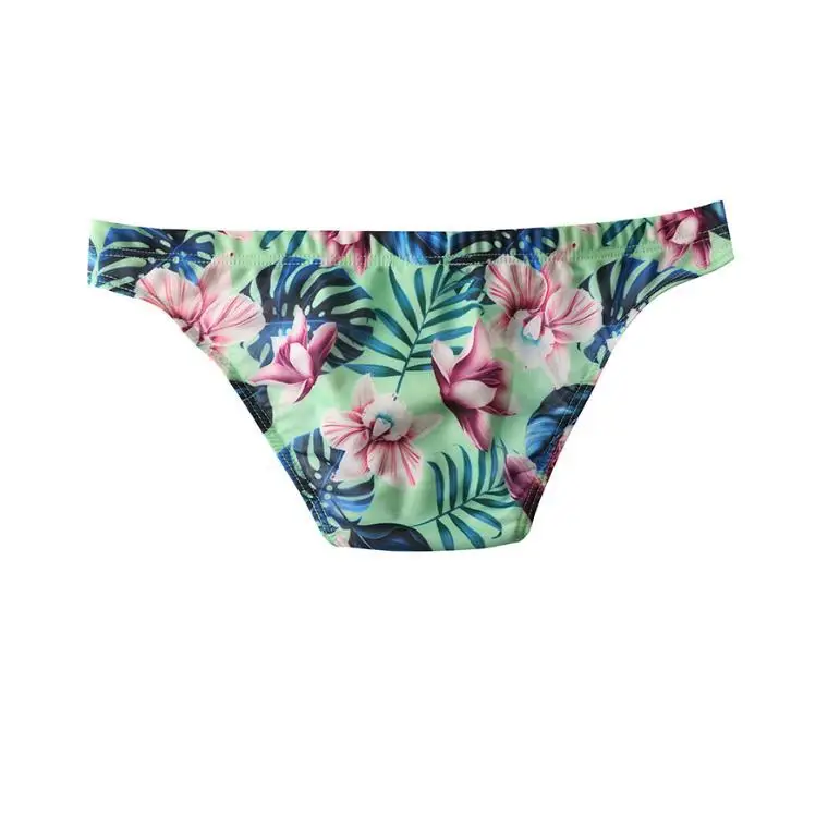 Sexy Men's Underwear Elastic Comfy Sweat Absorp Ice Silk Briefs Gay Low-rise U Convex Pouch T Back Thong Print Backless G-string