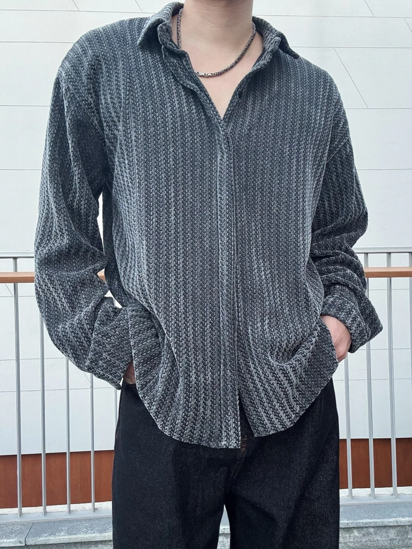 

Men's Long Sve arkskin Pattern irt American Sle Vintage Spring Faionable Knitted Polyester Fiber Casual irt