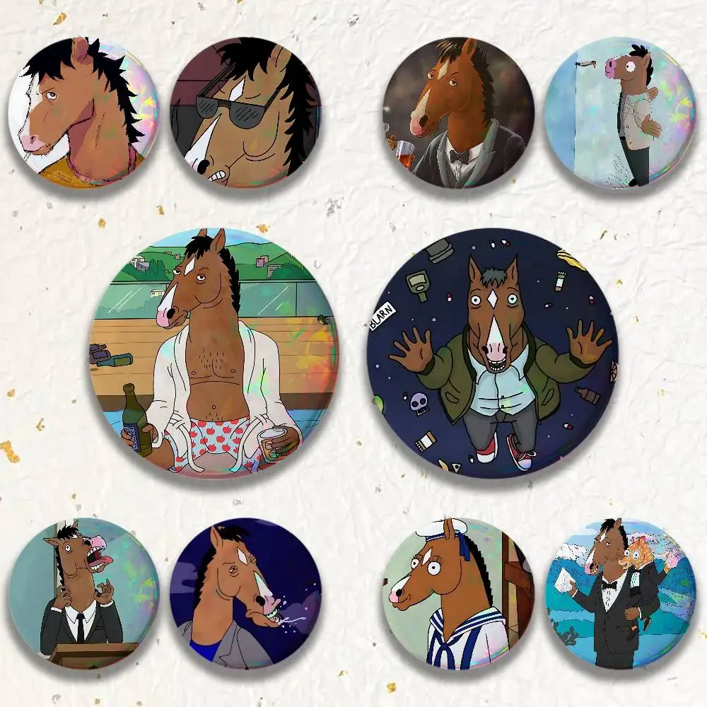 B-BoJack H-Horseman 25/32/44/58/75mm Badges Button Round Creative Pin Brooch Badge Bag Decor Accessories