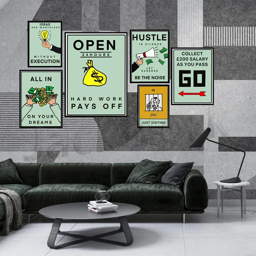 Inspirational Art Prints, Monopoly Art, Office, Home Housewarming Gifts