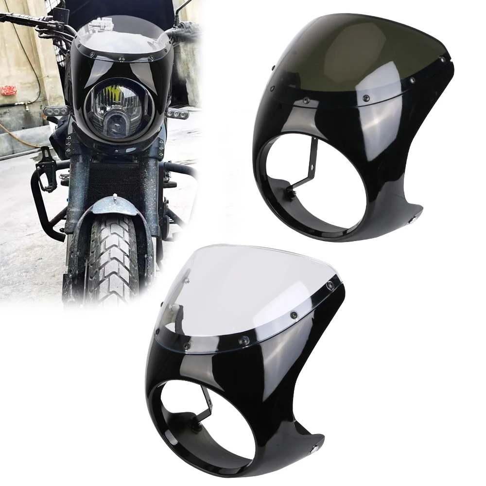 

For Cafe Racer Motorcycle Front Headlight Fairing Motorbike Accessories For Honda Retro Headlight Windscreen 7inch/16.5~18cm
