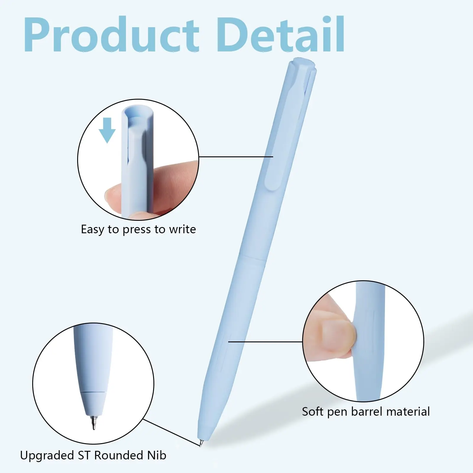 Simple Design Colorful Click-Type Ballpoint Pen High Aesthetic Value INS Student Highlighter Office Signature ST Needle Head Pen