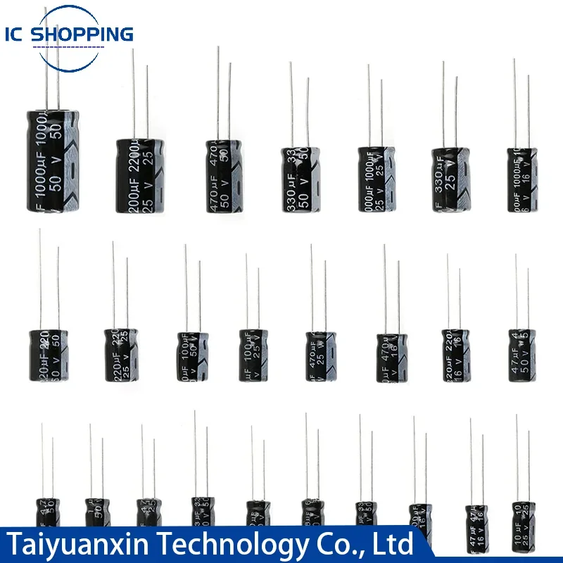 10V 16V 25V 35V 50V 63V Aluminiowy kondensator elektrolityczny 2.2 3.3 4.7 10 22 33 47 100 220 330 470 1000 2200 3300 4700 6800 10000UF