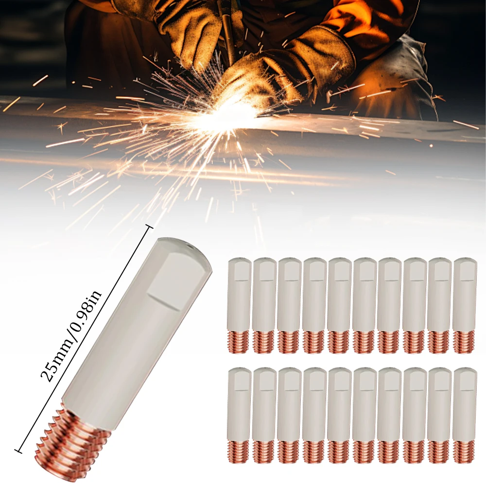 20pcs MB 15AK Welding Contact Tips new coating protect 25mm M6 Gas Nozzle Tip 0.8mm-1.2mm MIG Welding Torche Welding Tool Parts