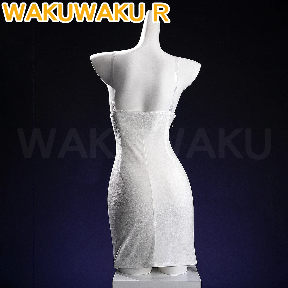 SUA تأثيري حلي أنيمي الغريبة المرحلة تأثيري [S-2XL] WakuWaku-R المرأة فستان أبيض مثير زي SUA أقراط حجم كبير