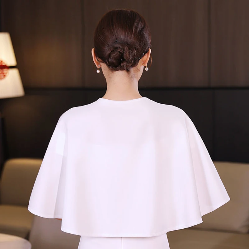 Korean Solid Chiffon Sunscreen Shawl Women\'s Wedding Dress Cardigan Female Summer Thin Cape Outer Jacket Neck Guard Cloak R34