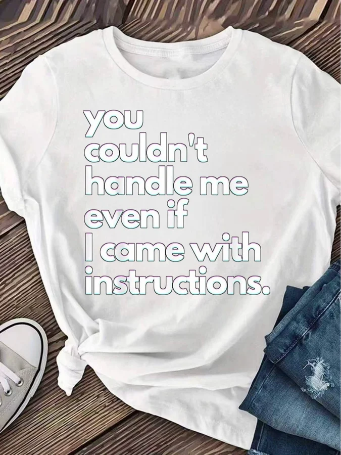 You Couldnt Handle Me T Shirt Women Funny Sarcastic Slogan Graphic Tees Shadow Letter Printed Black Crew Neck Short Sleeve Top Sassy Baddie Style Clothes