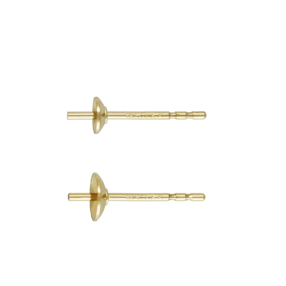 

4prs 14K Gold Filled Pearl Cup Ear Posts with Double Notch for Earring Jewelry Making 3mm 4mm