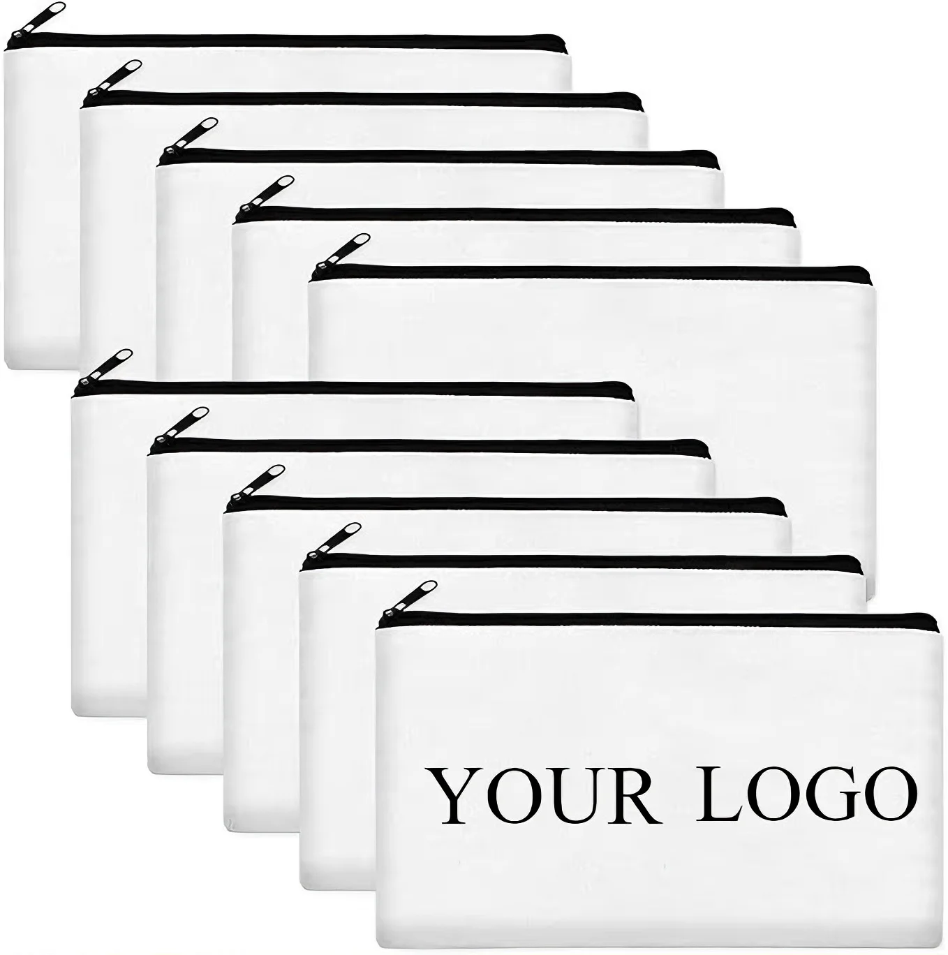 Bolsa de lona con logotipo personalizado, organizador con cremallera para pintura creativa, papelería para estudiantes, bolsa de lona, 10/20/50/80 Uds.