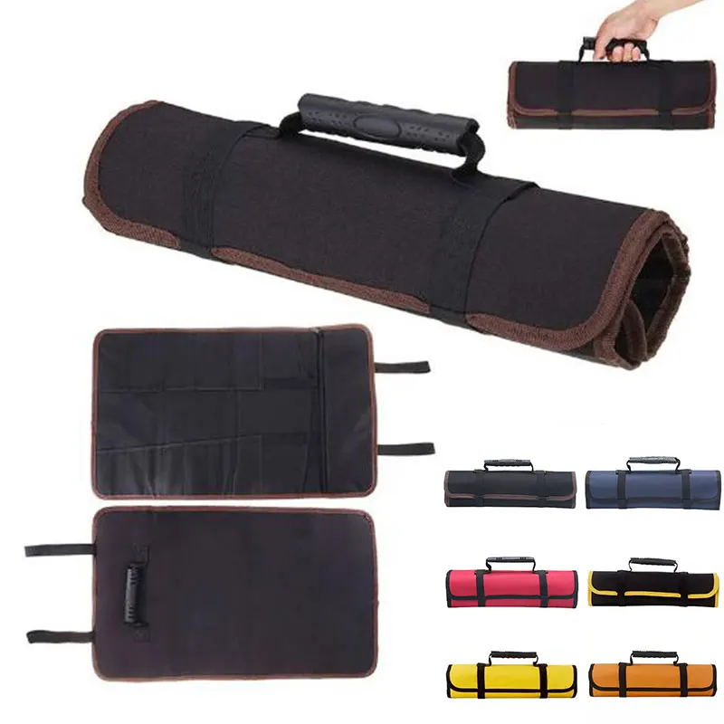 Chef Knife Roll Bag Carry Case Kitchen Cooking Portable Durable Oxford Storage Pockets Kitchen Cutting Tool Organizer(Empty Bag)