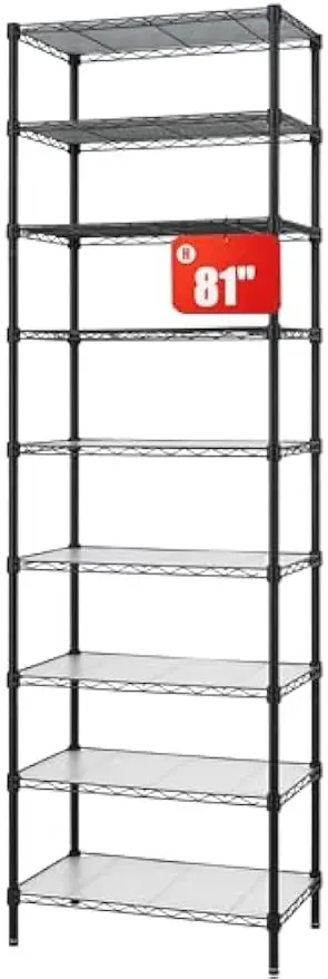 9 Tier Wire Shelving Unit Adjustable Steel Wire Rack Shelving 81 Inches Height 9 Shelves Metal Storage Rack Pantry Shelves Stora