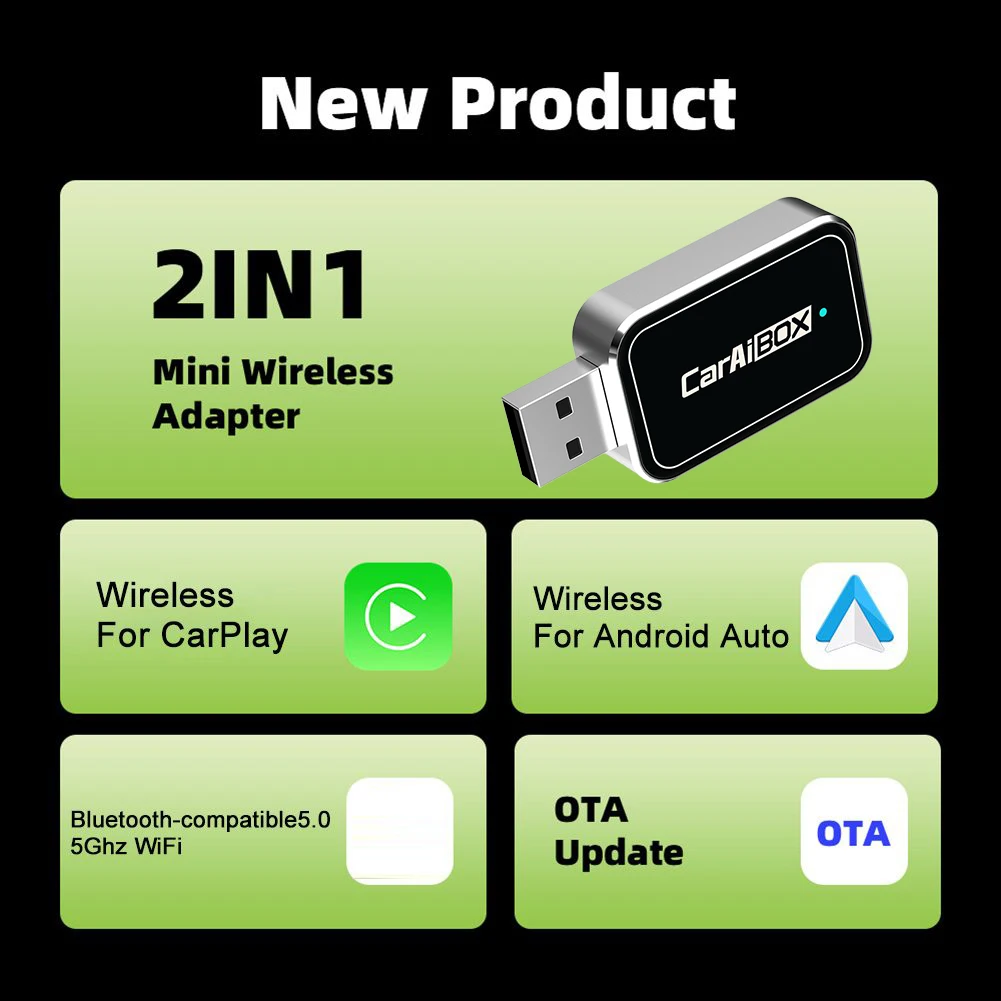 اتصال لاسلكي محول لاسلكي أسود 2 في 1 حل لاسلكي تصميم مدمج تحكم صوتي ذكي