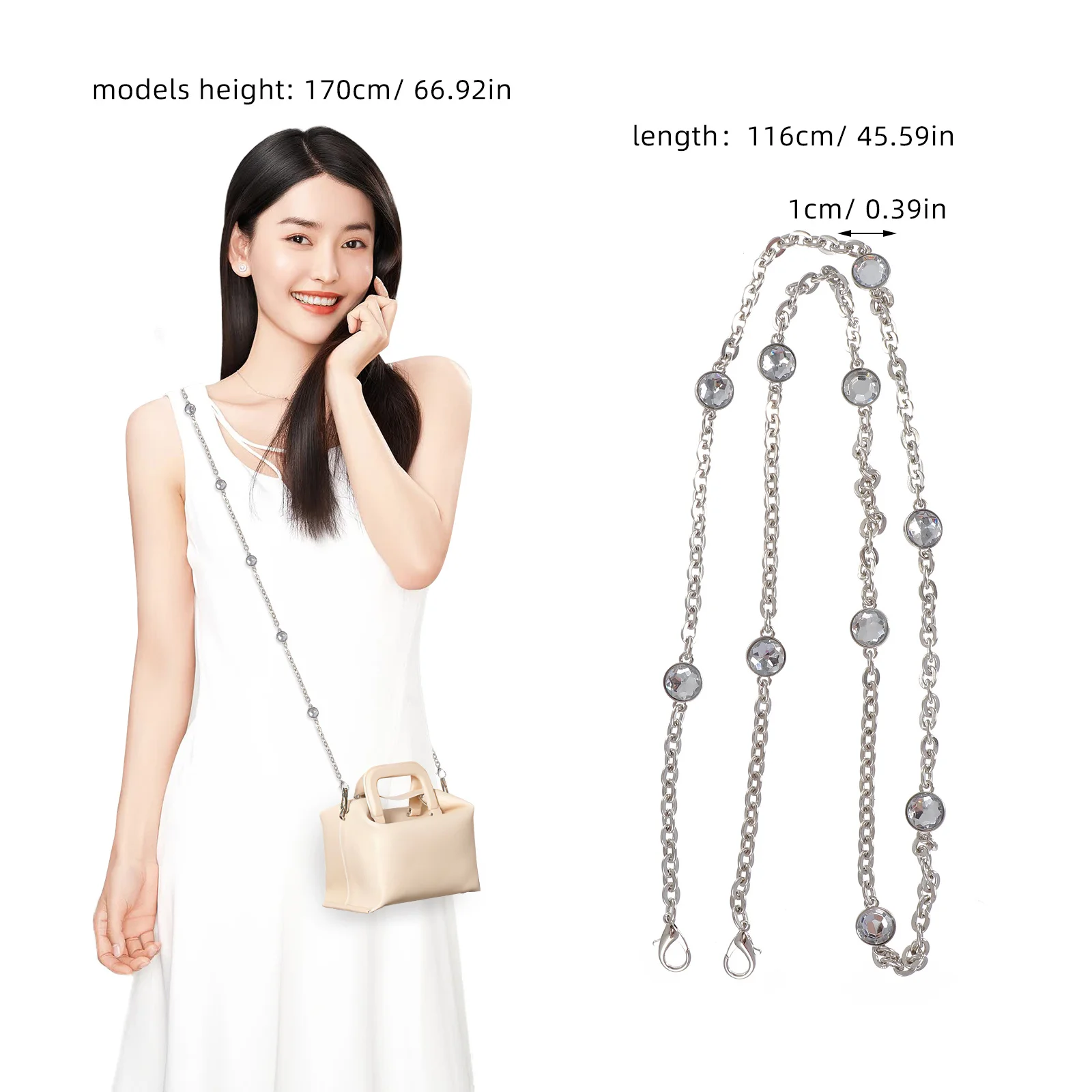 أشرطة كتف معدنية يمكنك صنعها بنفسك من أحجار الراين وإكسسوارات بديلة براثن بمقبض خفيف الوزن ومتين وسلسلة هدايا عصرية كريستالية #4