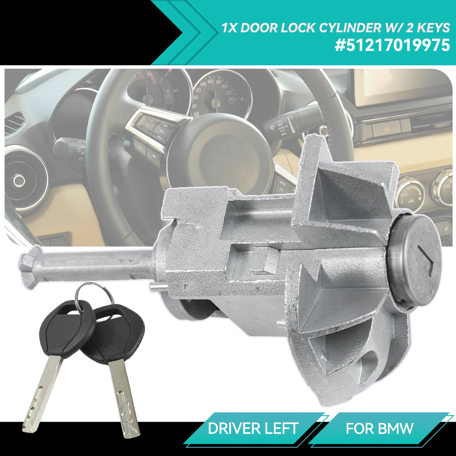 Left Driver Side Door Lock Cylinder Assembly Replacement 51217019975 For BMW 3 Series E46 325i 325ci 325xi 2001-2006 51218244049