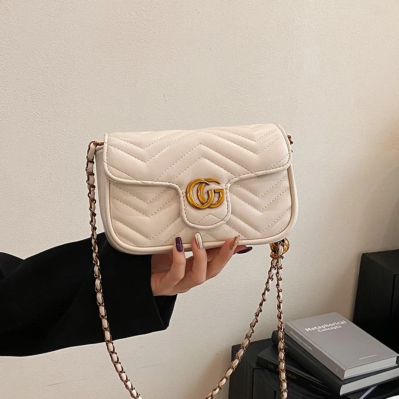 2025 Luxury Design Women's Small Square Stylish Handbag Chain Crossbody Shoulder Handbags Luxury Embroidered Check Square Bag