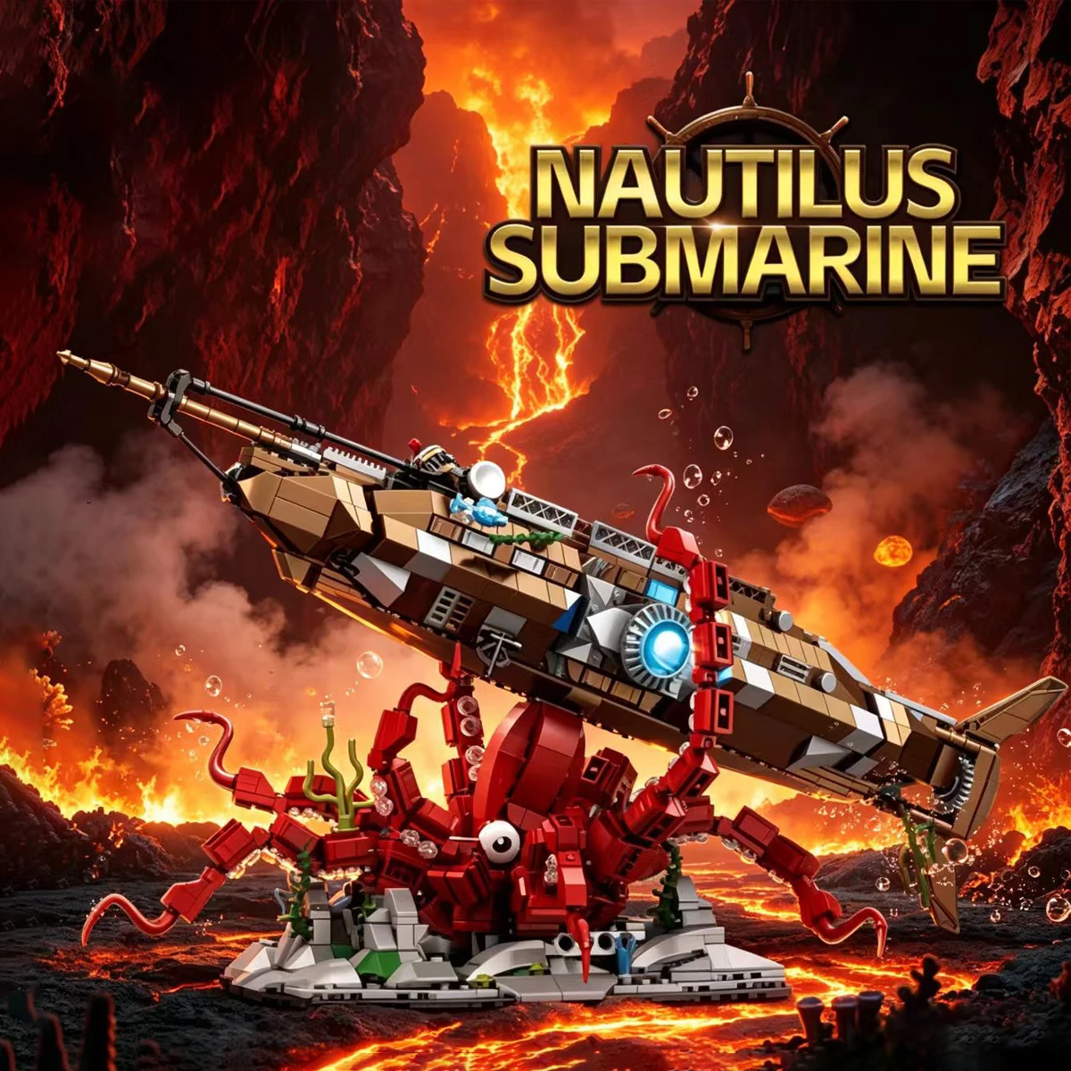 Ideas Series Nautilus Octopus Building Blocks Underwater Monsters Bricks Model Assembly Toys For Adult Gift MOC 1190PCS